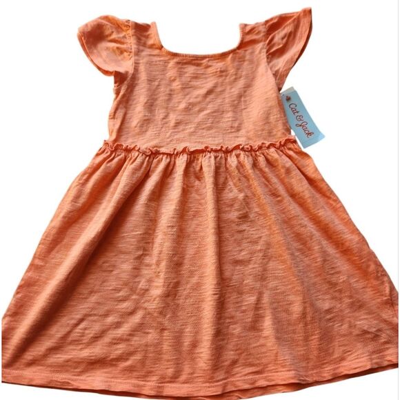 Cat & Jack Orange Ruffled Sundress with Flutter Sleeves - Picture 1 of 3